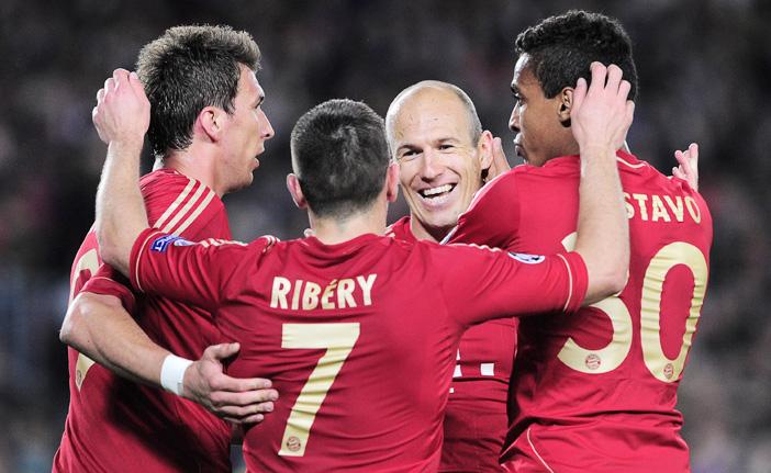 Jogadores do Bayern de Munique vibram no Camp Nou: final alemã na Liga dos Campeões ( Josep Lago/France Press)