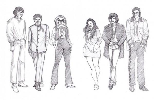 Caricatura que integra o livro 'Jovem Guarda: Moda, Música e Juventude', de Maíra Zimmermann (Divulgação)
