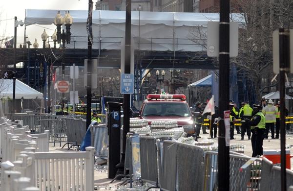 Local onde bomba explodiu na maratona de Boston na segunda-feira (France Press)