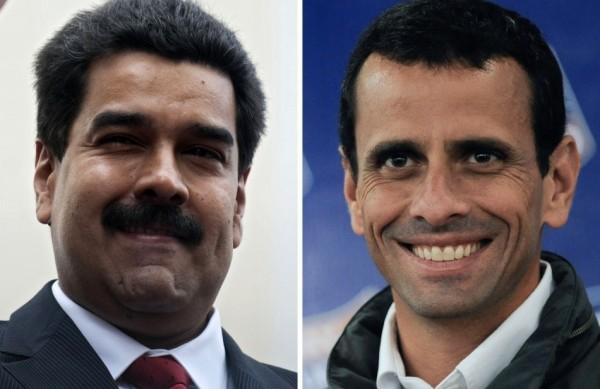 Os dois candidatos à sucessão de Chávez: Nicolás Maduro (à esquerda) e Henrique Capriles (France Press)