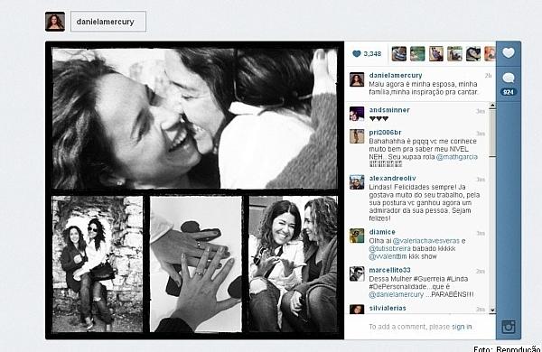 A cantora Daniela Mercury assumiu, na sua página do Instagram, relacionamento com a jornalista baiana Malu Verçosa (Reprodução/Instagram)