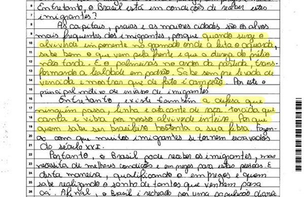 Um candidato colocou uma receita de Miojo e outro transcreveu o hino do Palmeiras (Reprodução)
