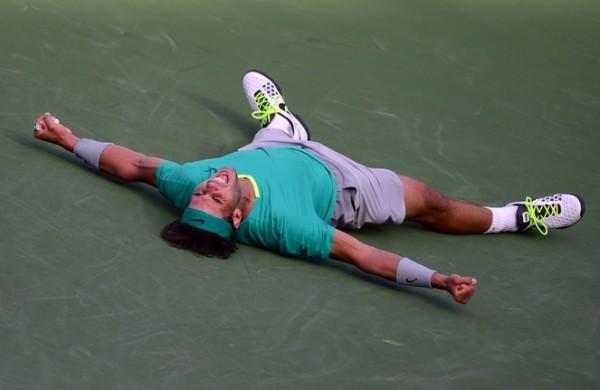 Nadal comemora vitória sobre Juan Martin Del Potro no Torneio Indian Wells (France Press)