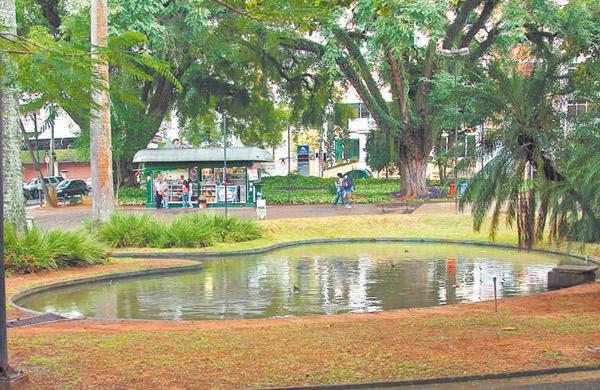 Lago na Praça Carlos Gomes onde vivem os peixes: espécies estão sendo pescadas à noite (Leandro Ferreira/AAN)