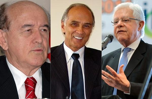 O novo ministro do Trabalho, Manoel Dias; da Agricultura Antônio Andrade e da Aviação Civil, Wellington Moreira Franco (Divulgação)