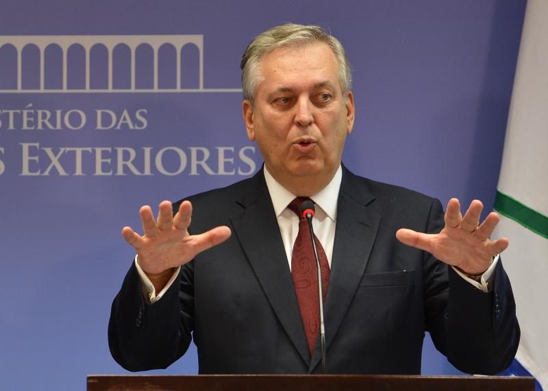 O ministro das Relações Exteriores, Luiz Alberto Figueiredo Machado, durante coletiva sobre as denúncias de espionagem de agências norte-americanas de dados da presidente Dilma Rousseff e assessores (Agência Brasil)