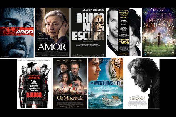 Pôsteres dos filmes indicados ao Oscar 2013, na categoria Melhor Filme (Reprodução)