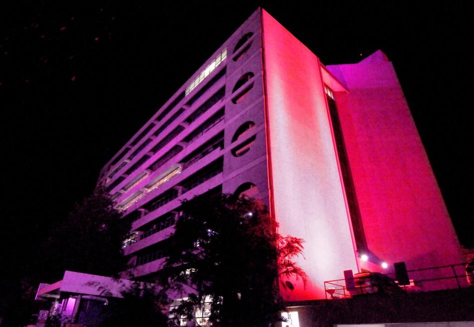 Paço Municipal de Jundiaí recebeu iluminação rosa por conta do Outubro Rosar
 ( Divulgação)