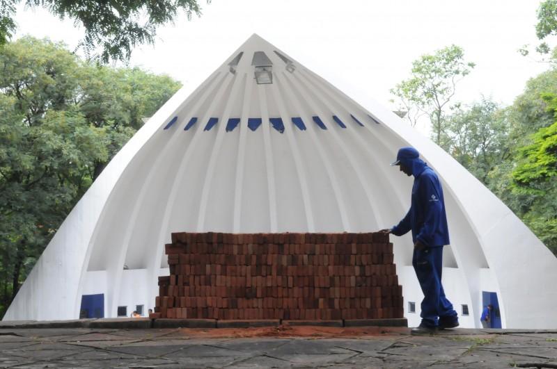 Obras na Concha Acústica do Taquaral, um dos pontos turísticos de Campinas (Edu Fortes/AAN)