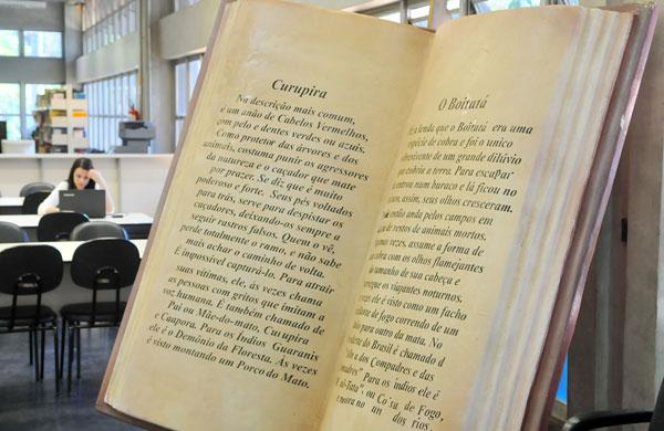 Livro grande, com grandes histórias na biblioteca pública (César Rodrigues/AAN)