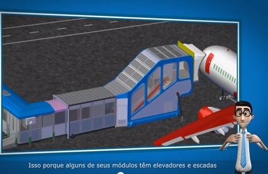Imagem do v&iacute;deo que explica o sistema ELO de acessibilidade em aeroportos ( Divulgação)