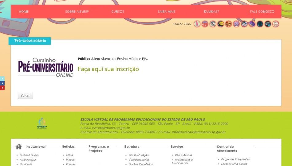 Cursinho pr&eacute;-vestibular on-line &eacute; para alunos da rede estadual (Captura de tela)