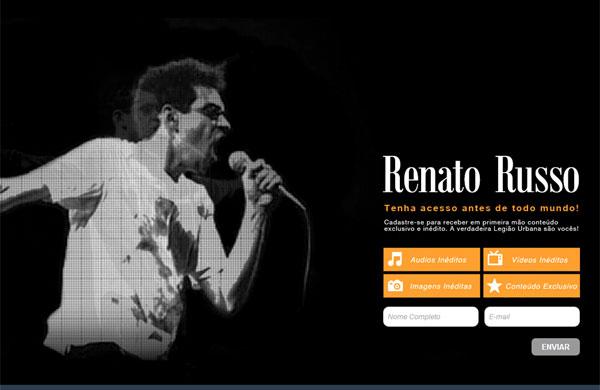 Reprodu&ccedil;&atilde;o do site do cantor e compositor Renato Russo (Reprodução)