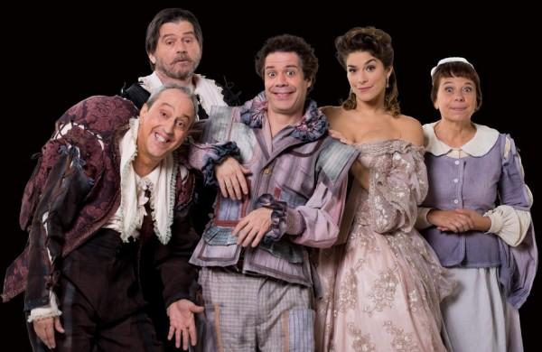 Elenco de 'A Besta': a partir da esq., Ary Fran&ccedil;a, Celso Frateschi, Hugo Possolo, Priscila Fantin e Iara Jamra ( Divulgação)