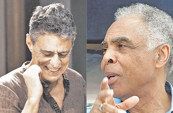Chico Buarque e Gilberto Gil, os autore: versos estapam cartazes (Cedoc/RAC)