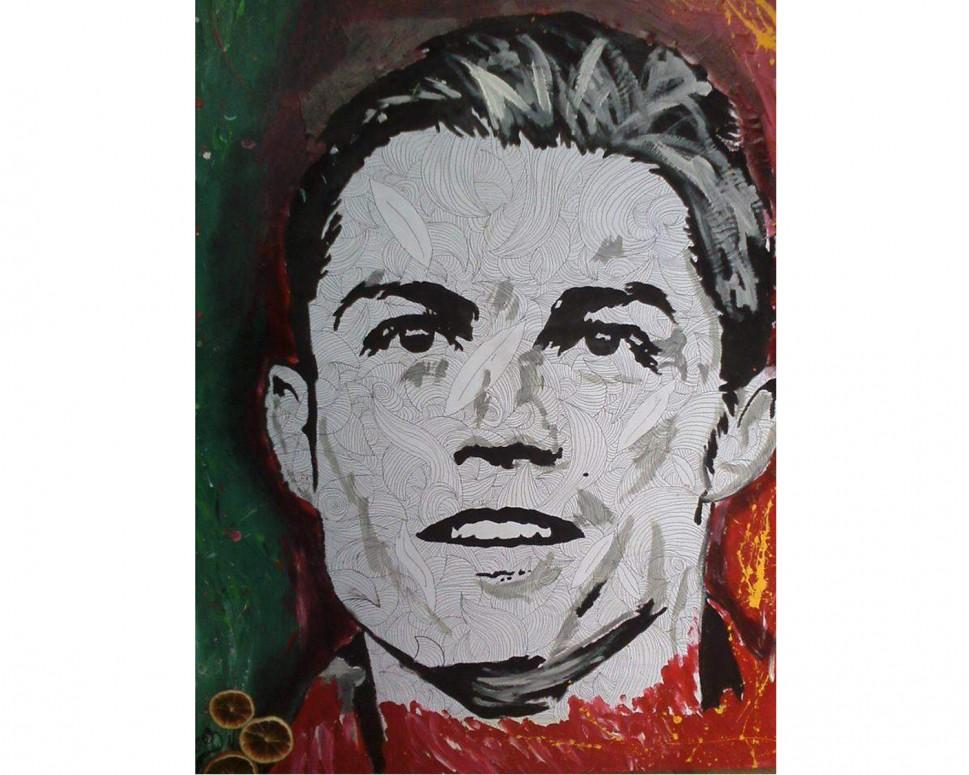 Cristiano Ronaldo, considerado o melhor do mundo, foi retratado pelo artista Sandro Del Pires ( Divulgação)