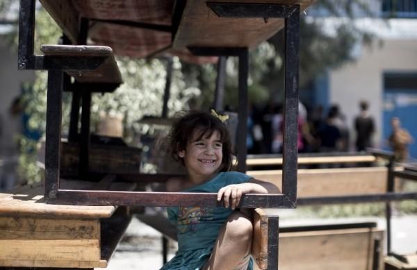 Escola bombardeada localizada no campo de refugiados de Jabaliya (n, em morreram 16 palestinos, entre eles v&aacute;rias crian&ccedil;as (France Press)