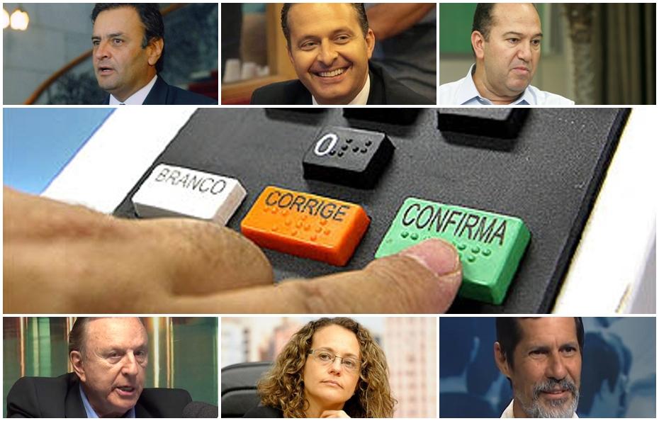 Debate - TV Aparecida - Elei&ccedil;&otilde;es 2014 - A&eacute;cio Neves - Eduardo Jorge - Eduardo Campos - Jos&eacute; Maria Eymael - Luciana Genro - Pastor Everaldo (Cedoc/RAC)
