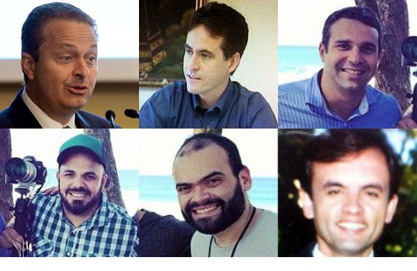 foto, tripula&ccedil;&atilde;o, avi&atilde;o, santos, queda, integrantes, equipe, Eduardo Campos, percol, severo, Lyra, Geraldo Magela Barbosa da Cunha, mortos, acidente (Montagem/Correio.com)