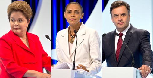 Dilma Rousseff (PT), Marina Silva (PSB) e A&eacute;cio Neves (PSDB) (AFP)