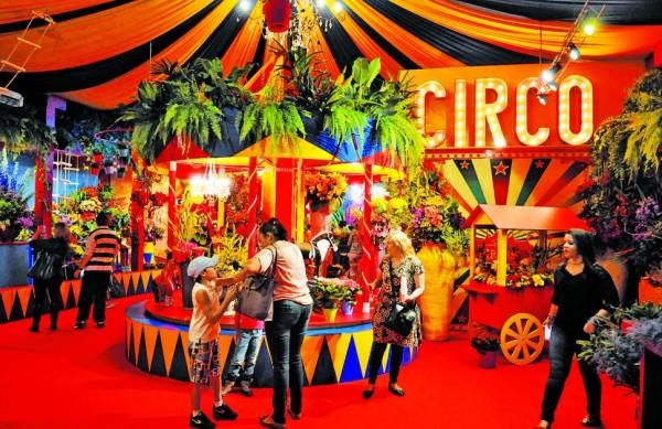 O ambiente Circo, um dos v&aacute;rios que comp&otilde;em o tema &quot;Flores, Magia e Alegria&quot; escolhido para o evento deste ano: sempre uma festa para os olhos ( Dominique Torquato/ AAN)