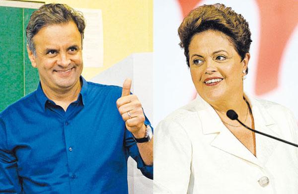 Na apura&ccedil;&atilde;o final, Dilma tem 41,59% e A&eacute;cio, 33,55% (Douglas Magno/ Evaristo Sa/ AFP)