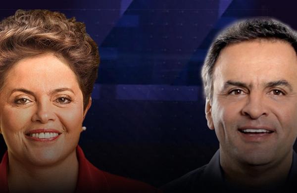 Os candidatos Dilma Rousseff (PT) e A&eacute;cio Neves (PSDB) fazem pela segunda vez debate sobre o segundo turno  (Divulgação/SBT)