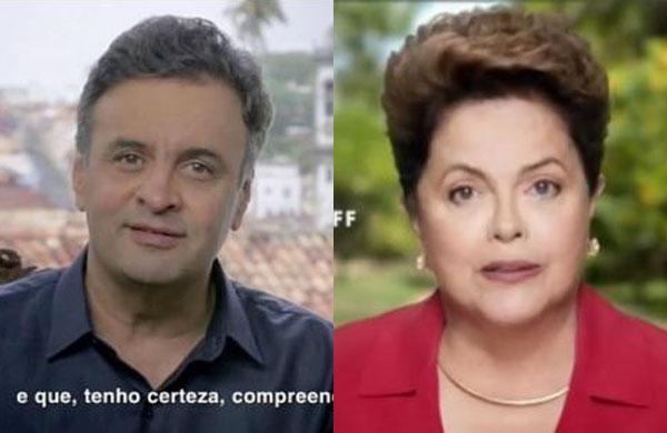 A&eacute;cio Neves e Dilma Rousseff em propaganda pol&iacute;tica ( Reprodução)