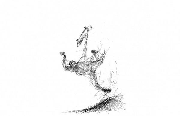 Um dos desenhos de Manu Maltez: retrato do skate como parte da cultura urbana ( Divulgação)