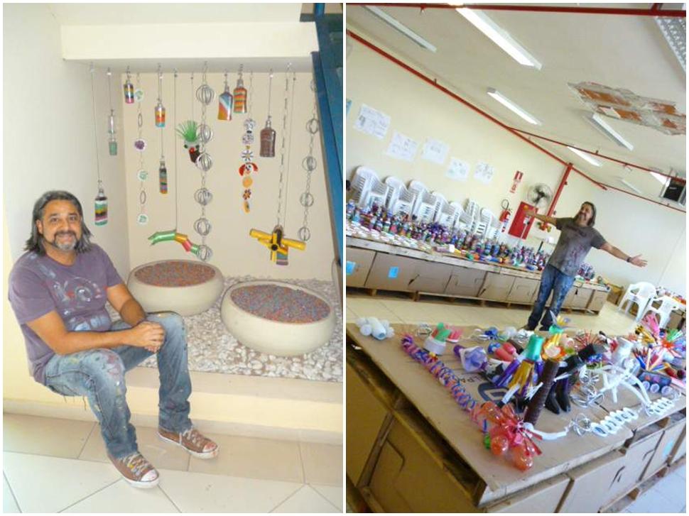 Artista pl&aacute;stico, Duda Penteado, realiza, projeto, pioneiro, materiais recicl&aacute;veis, Vinhedo ( Divulgação)