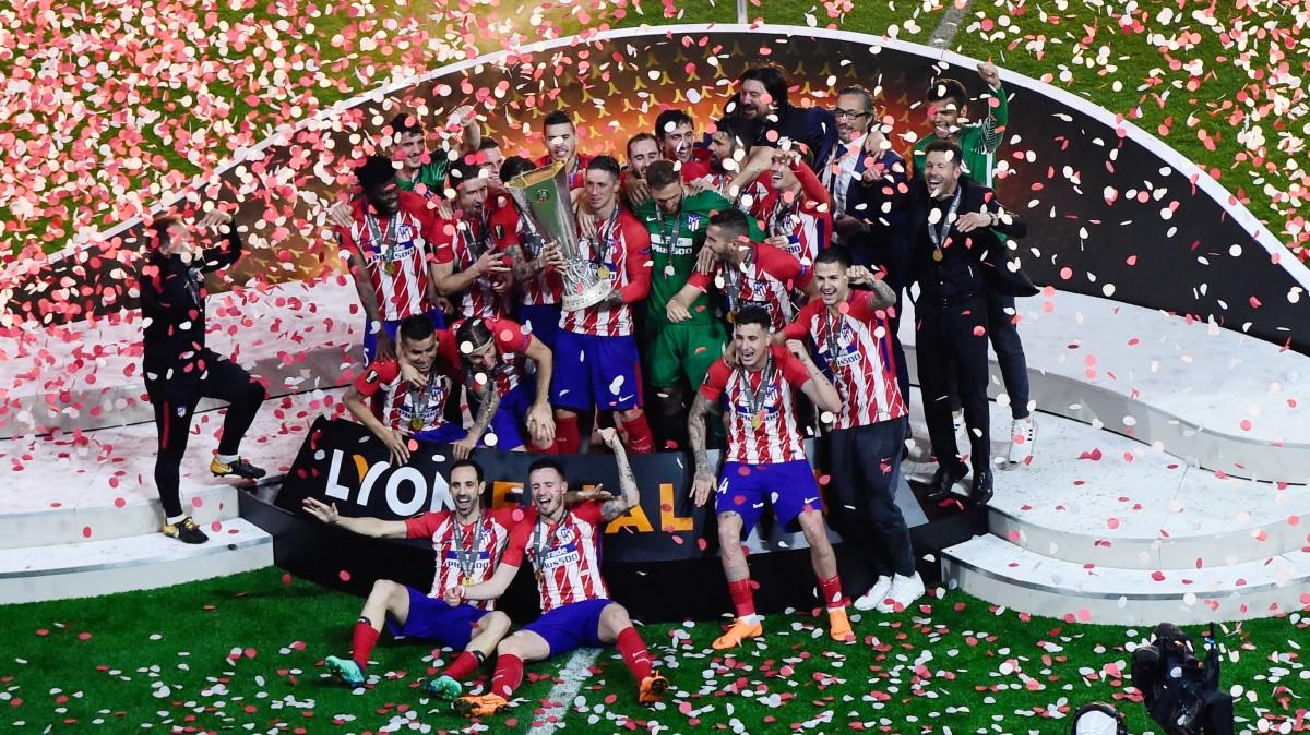 Griezmann marca dois, Atlético bate o Olympique e fatura Liga Europa pela 3ª vez (AFP)