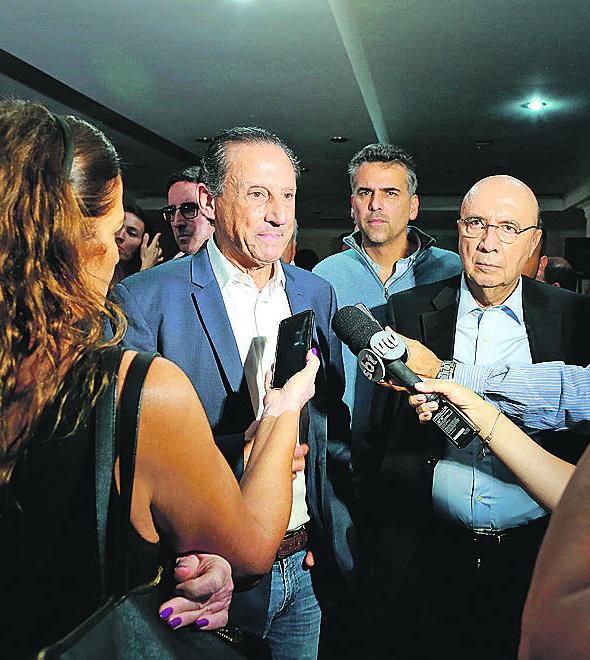 Ao lado de Skaf, Meirelles esteve ontem em Campinas em evento do MDB (Leandro Fereira)