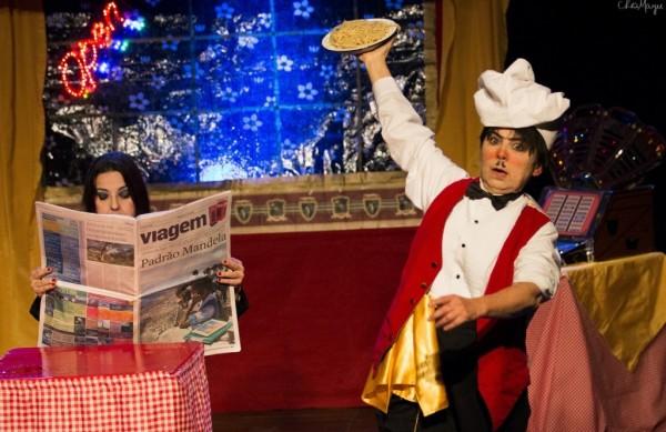 As palha&ccedil;as Vanderleia Will e Lily Curcio em cena do espet&aacute;culo 'Spaghetti' (Chris Mayer/Divulgação)