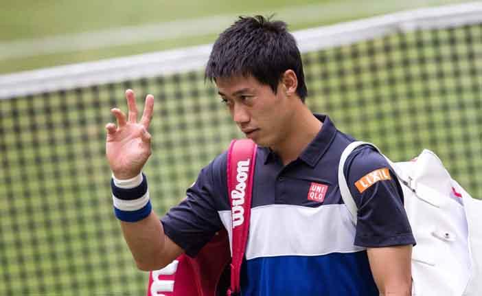 Abalado, o japon&ecirc;s Kei Nishikori se despede do p&uacute;blico (Frace Press)