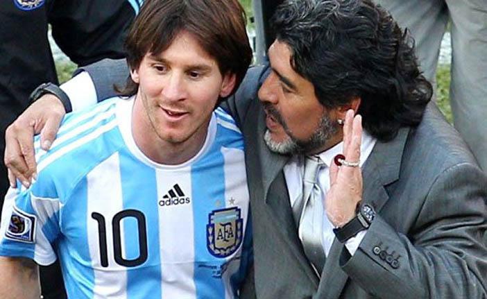 Maradona foi t&eacute;cnico de Messi na Copa do Mundo de 2010, disputada na Alemanha (France Press)