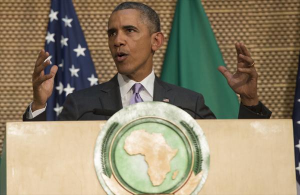 Barack Obama durante discurso em que pediu para que a &Aacute;frica combata a corrup&ccedil;&atilde;o e o terrorismo (France Press)