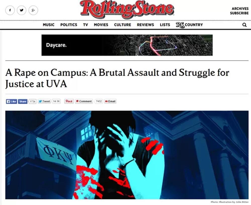 Rolling Stone publicou reportagem sobre estupro coletivo (Captura de tela)