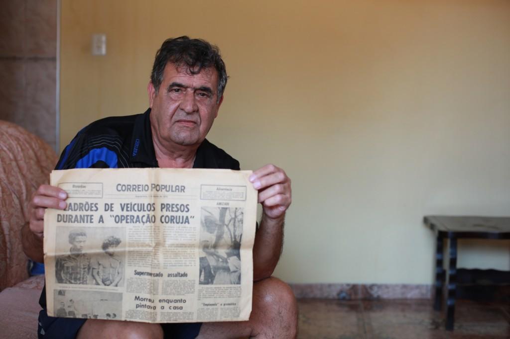 O ex-PM Aparecido Fernandes Ferreira, de 72 anos, que foi identificado em umar
foto antiga de 1976, republicada na capa do Correio Popular em 26/07/2015 ( Leandro Ferreira/ AAN)