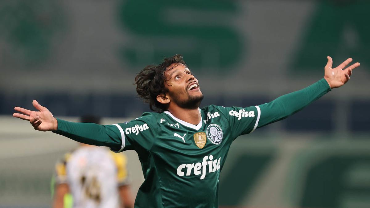Gustavo Scarpa marca três gols durante a partida no Allianz Parque (Cesar Greco/ Palmeiras)