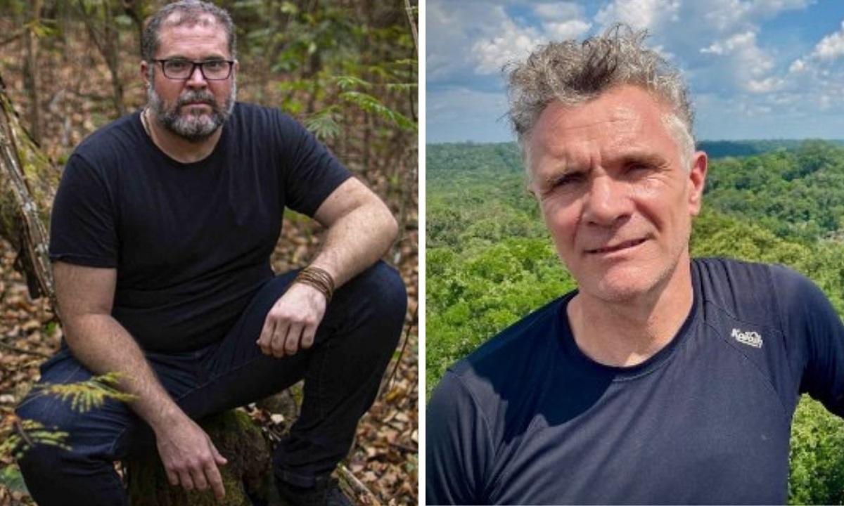 o indigenista brasileiro Bruno Araújo e o jornalista britânico Dom Phillips, assassinados no Amazonas (Divulgação)