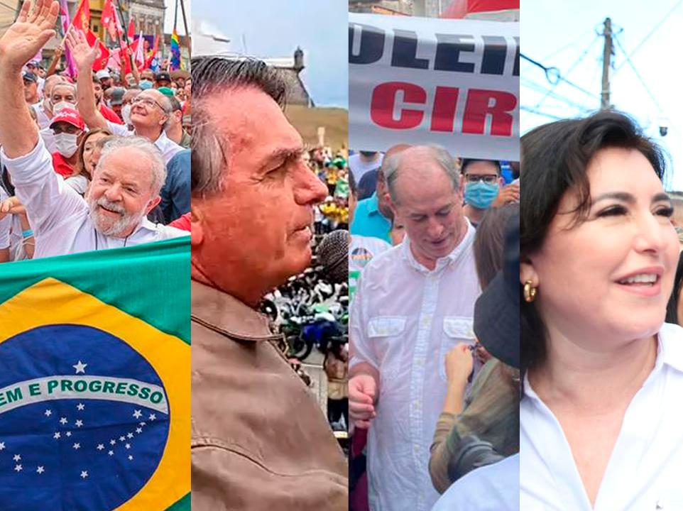 Lula, Bolsonaro, Ciro e Simone Tebet participam de eventos da capital da Bahia (Reprodução/ Rede Sociais)