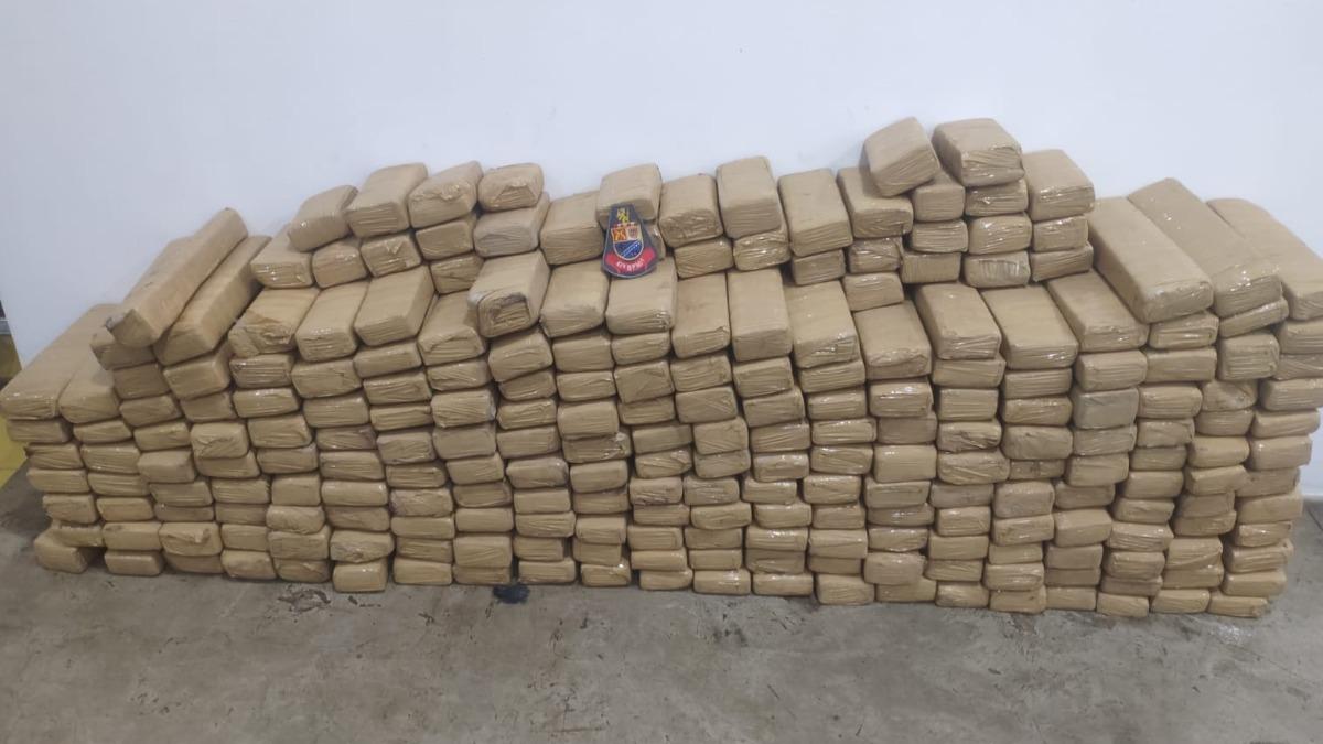 Tijolos de maconha apreendidos pela Polícia Militar (Divulgação PM)
