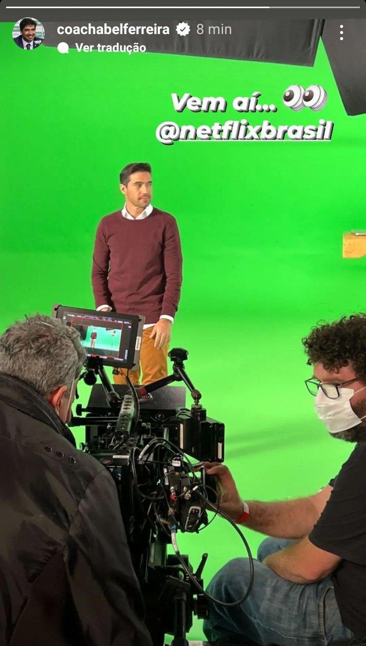 Abel Ferreira durante gravação com a Netflix (Reprodução/ Instagram)
