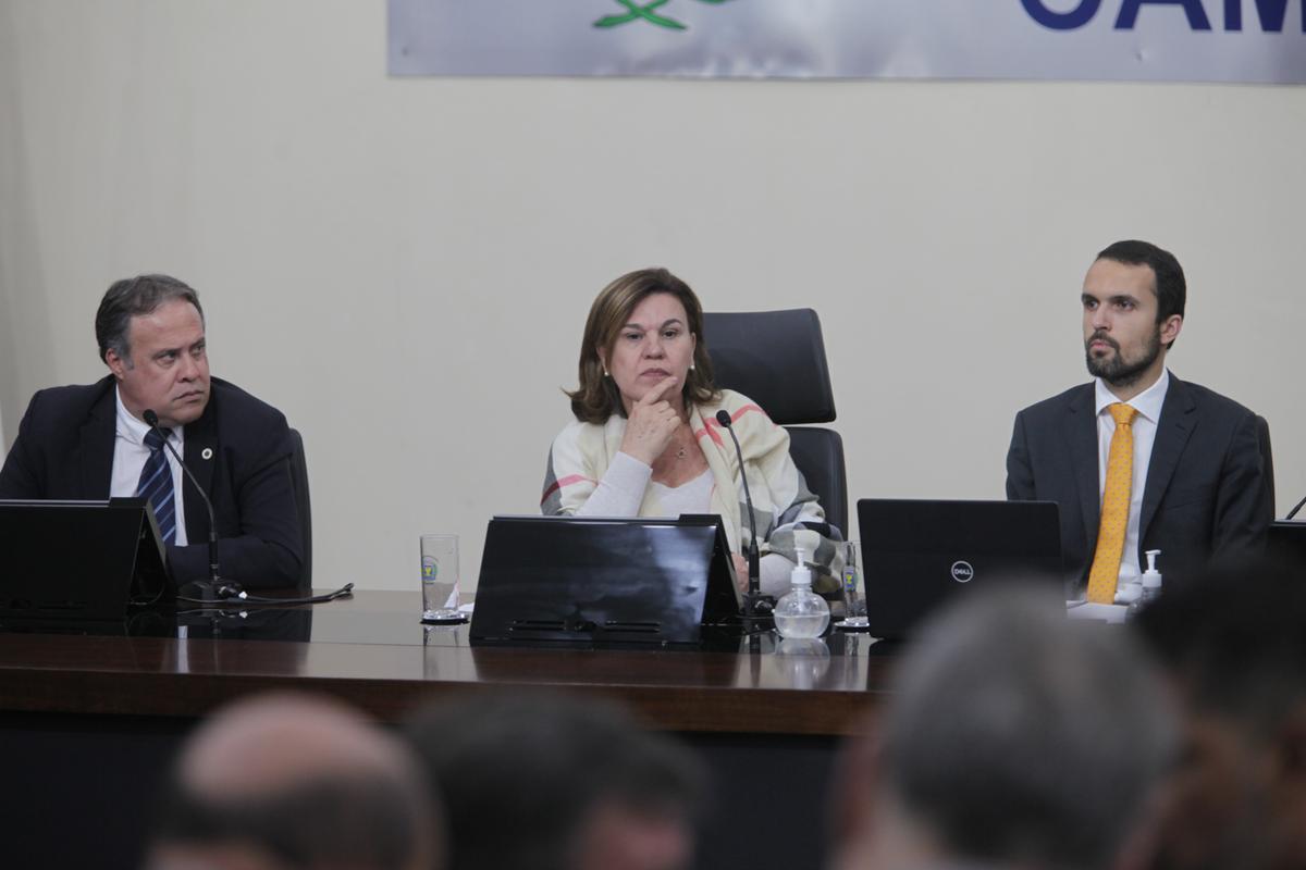 A vereadora Debora Palermo, primeira mulher a presidir a mesa diretora da Câmara Municipal de Campinas, comanda sessão ordinária do Legislativo (Kamá Ribeiro)