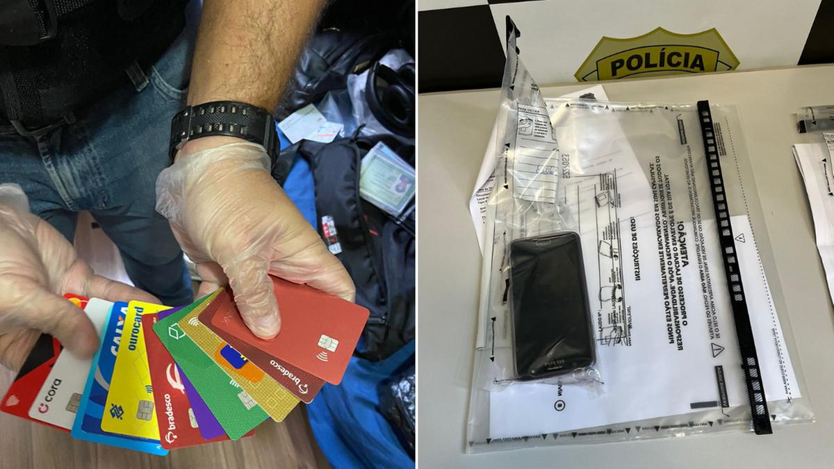 Cartões de crédito e débito de várias instituições financeiras foram apreendidos, assim como celulares: Polícia seguirá com as investigações (Divulgação)