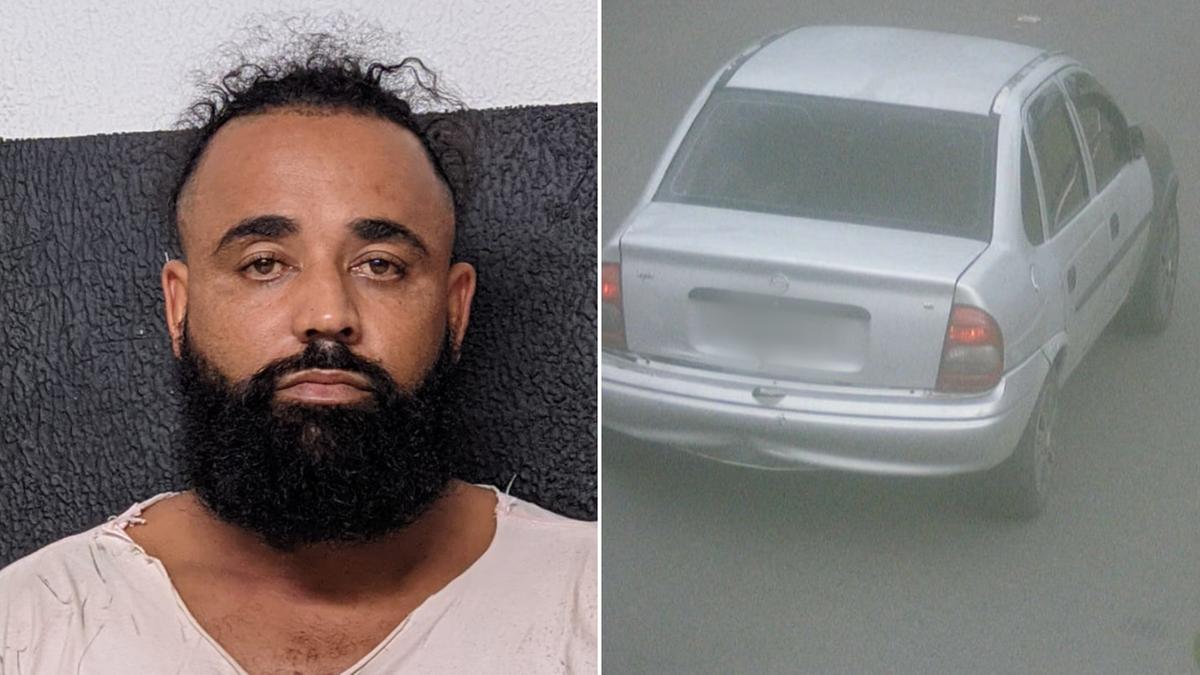 Um dos suspeitos de integrar a quadrilha do PIX preso pela polícia (à esquerda) e o veículo Corsa prata, identificado pela vítima do sequestro 