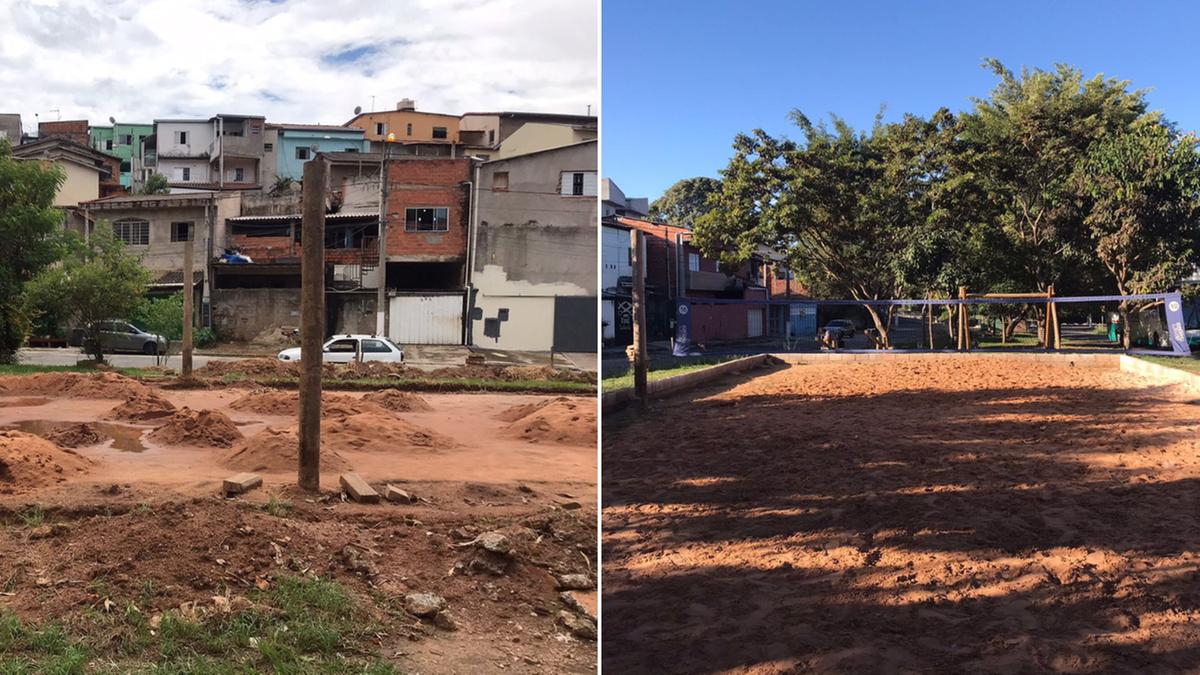 Terreno na Vila Brandina foi trabalhado para abrigar quadra de beach tennis e atender jovens sem condições de pagar para praticar o esporte (Divulgação)