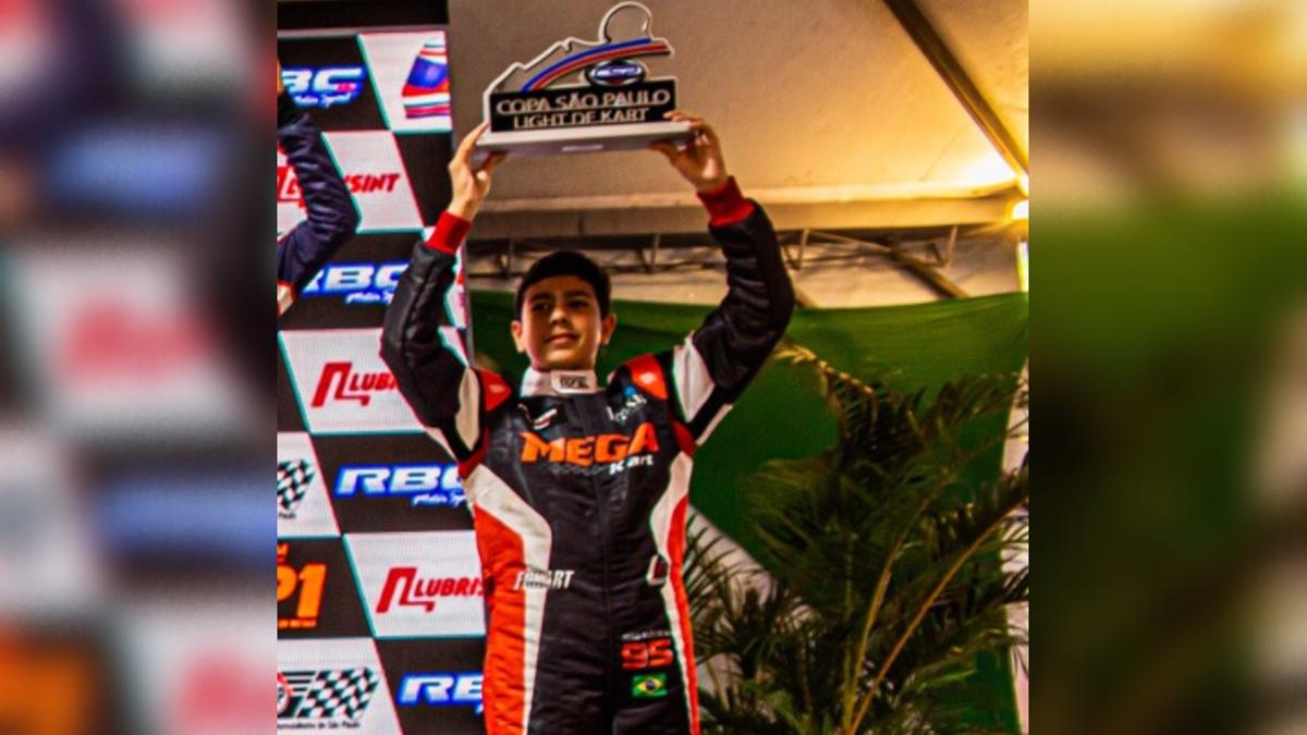 João Alécio: no pódio. 5º lugar na Copa-SP Light de Kart 2023 (Diego Tartalho)