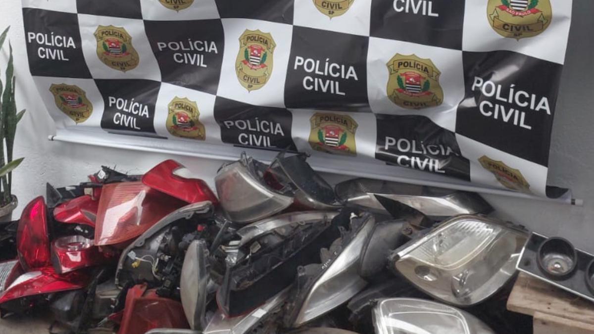 Loja em Jaguariúna foi fechada após polícia descobrir peças sem selo do Detran (Divulgação/ Polícia Civil)
