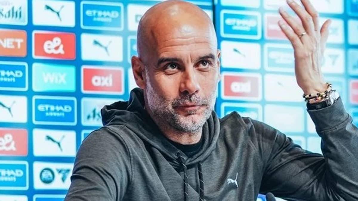 Guardiola durante coletiva de imprensa (Divulgação)